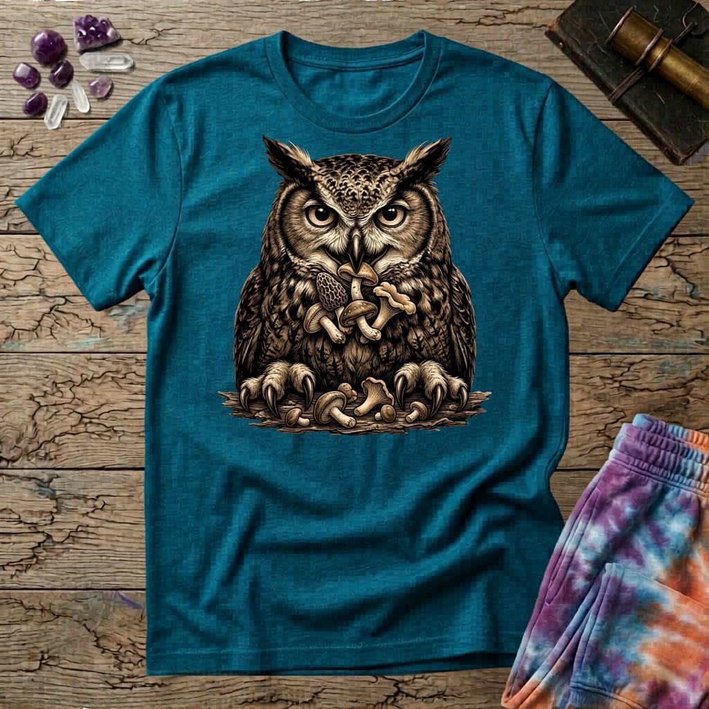 Printify T-Shirt Happy Owl Mushroom T-Shirt Mushroom Magic Mushroom T-Shirt