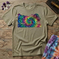 Printify T-Shirt Here Comes a Cosmic Grooviness Mushroom T-Shirt Mushroom Magic Mushroom T-Shirt