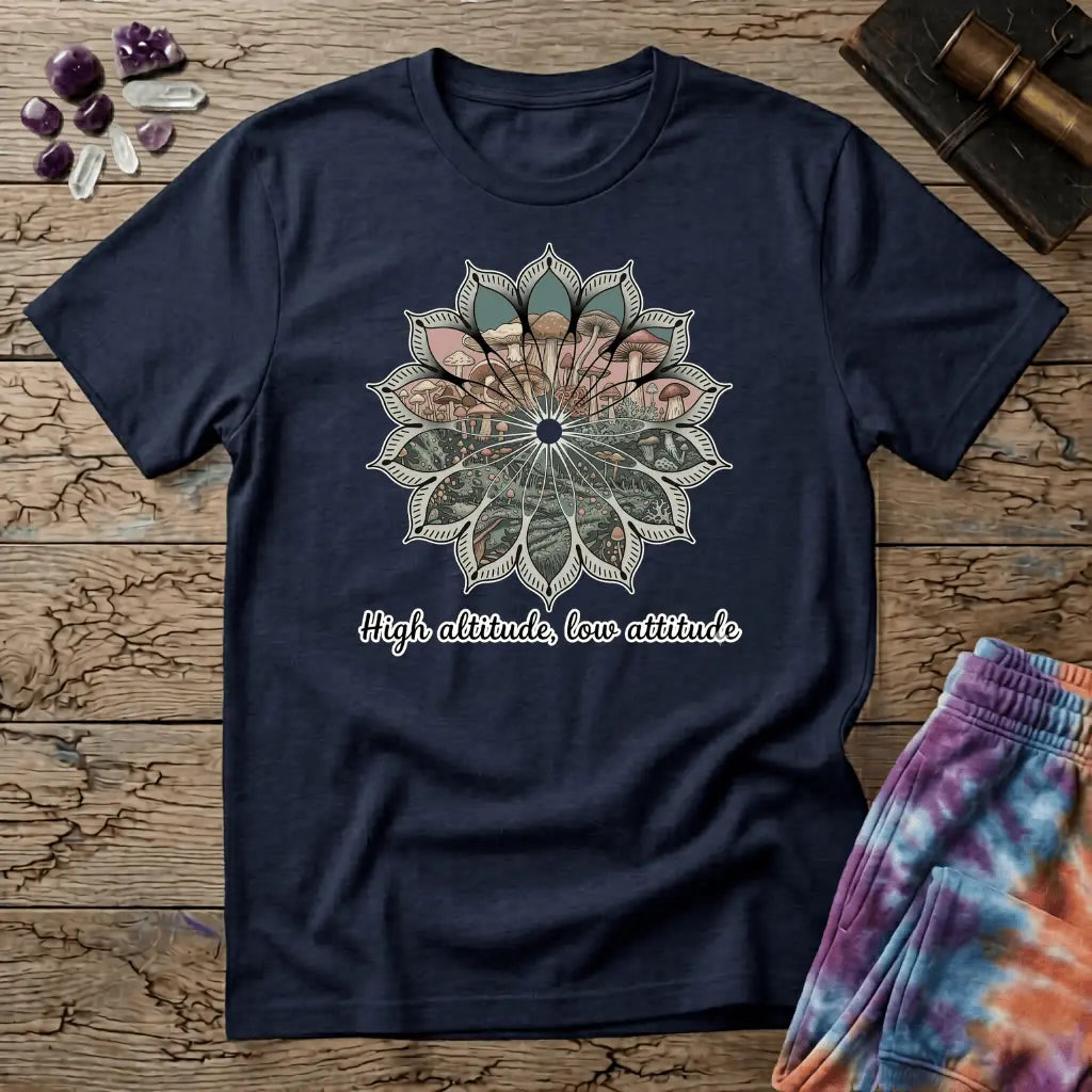 Printify T-Shirt High Altitude Low Attatude T-Shirt Mushroom Magic Mushroom T-Shirt