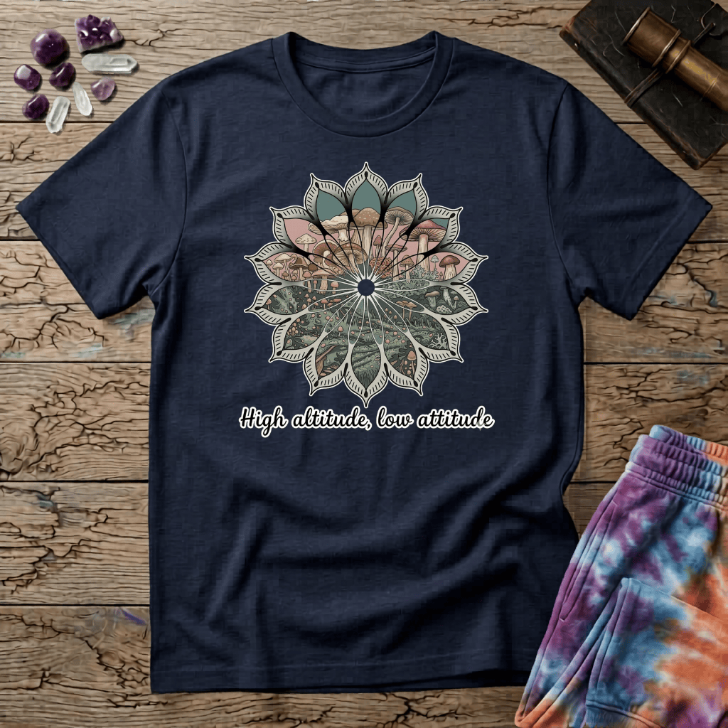 Printify T-Shirt High Altitude Low Attatude T-Shirt Mushroom Magic Mushroom T-Shirt