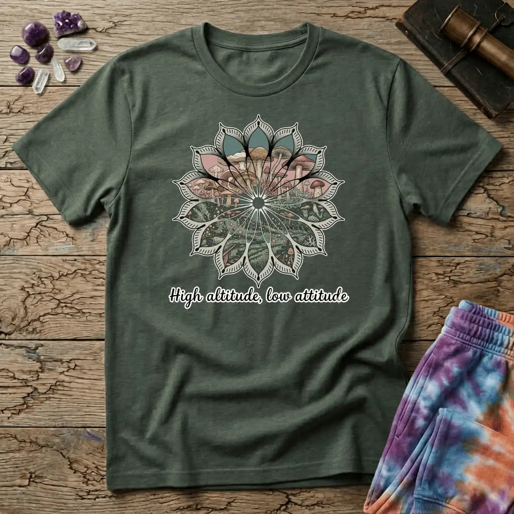 Printify T-Shirt High Altitude Low Attatude T-Shirt Mushroom Magic Mushroom T-Shirt