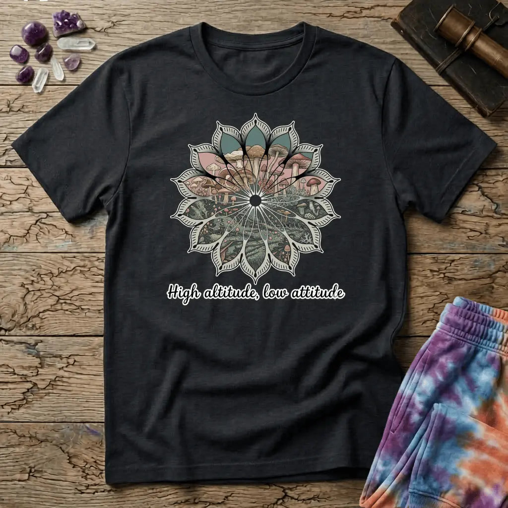 Printify T-Shirt High Altitude Low Attatude T-Shirt Mushroom Magic Mushroom T-Shirt