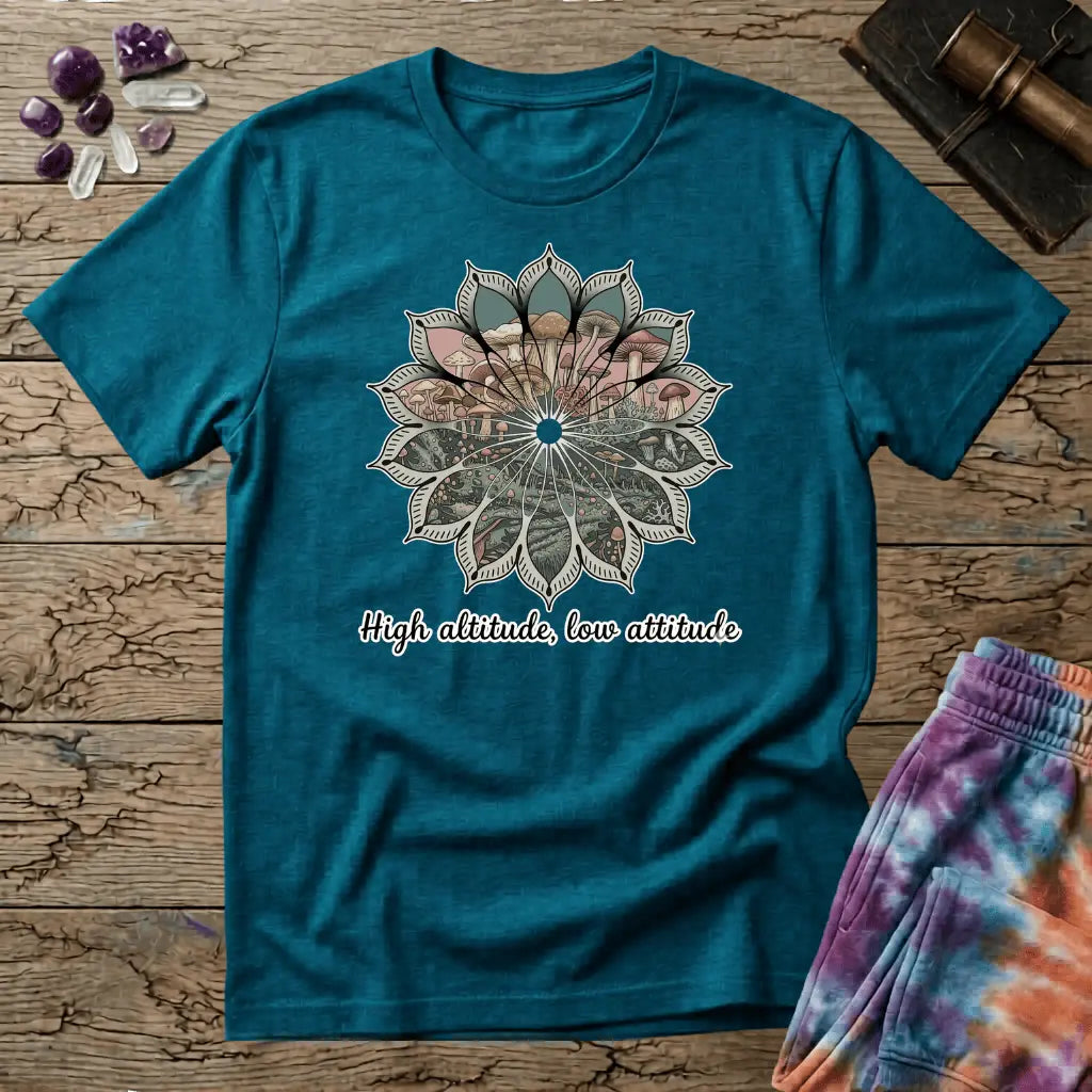 Printify T-Shirt High Altitude Low Attatude T-Shirt Mushroom Magic Mushroom T-Shirt