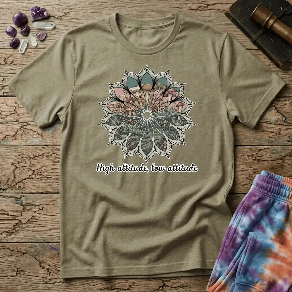 Printify T-Shirt High Altitude Low Attatude T-Shirt Mushroom Magic Mushroom T-Shirt
