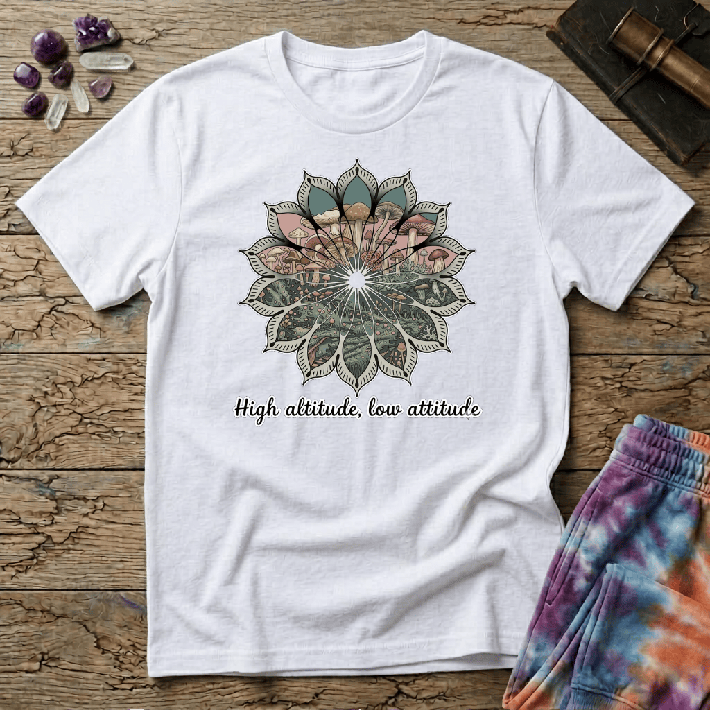 Printify T-Shirt High Altitude Low Attatude T-Shirt Mushroom Magic Mushroom T-Shirt