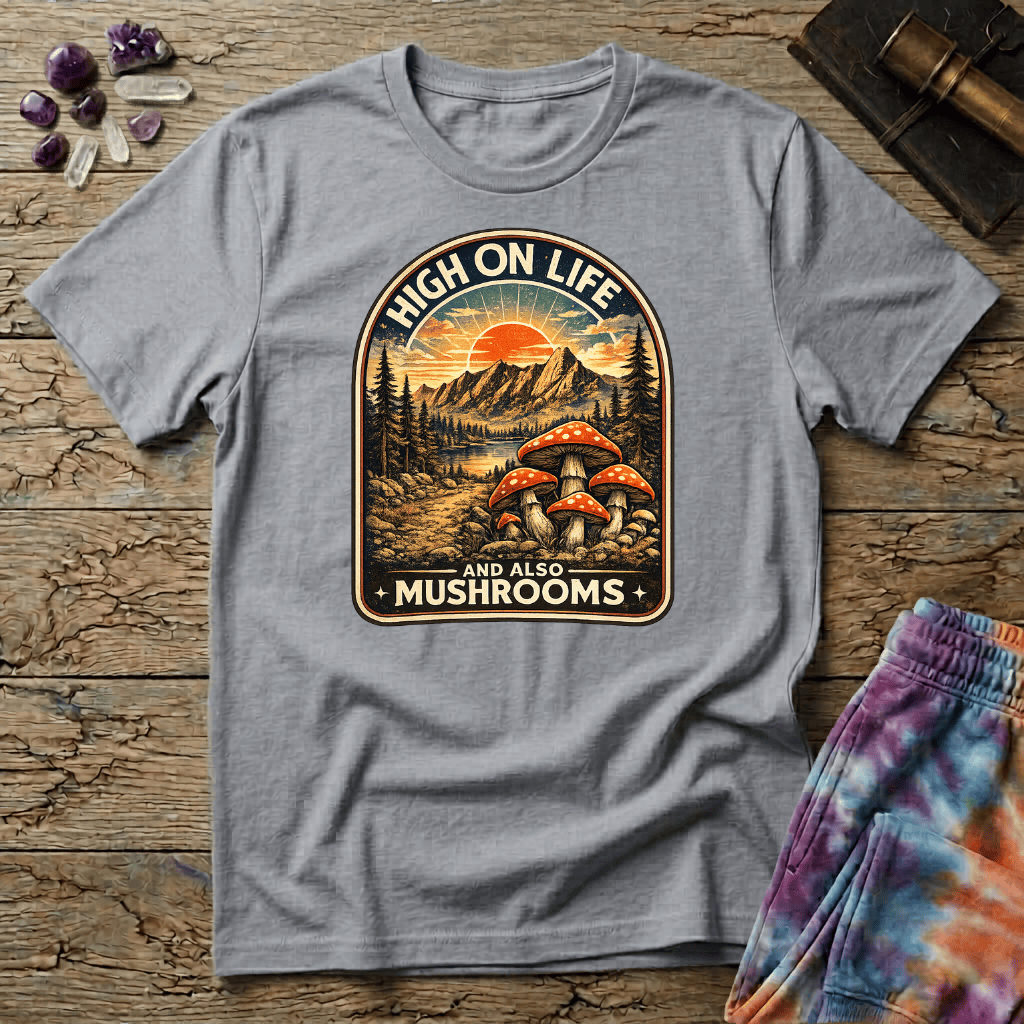 Printify T-Shirt High On Life Mushroom T-Shirt Mushroom Magic Mushroom T-Shirt