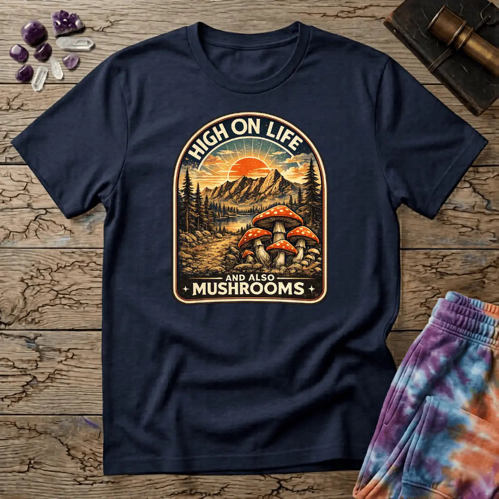 Printify T-Shirt High On Life Mushroom T-Shirt Mushroom Magic Mushroom T-Shirt