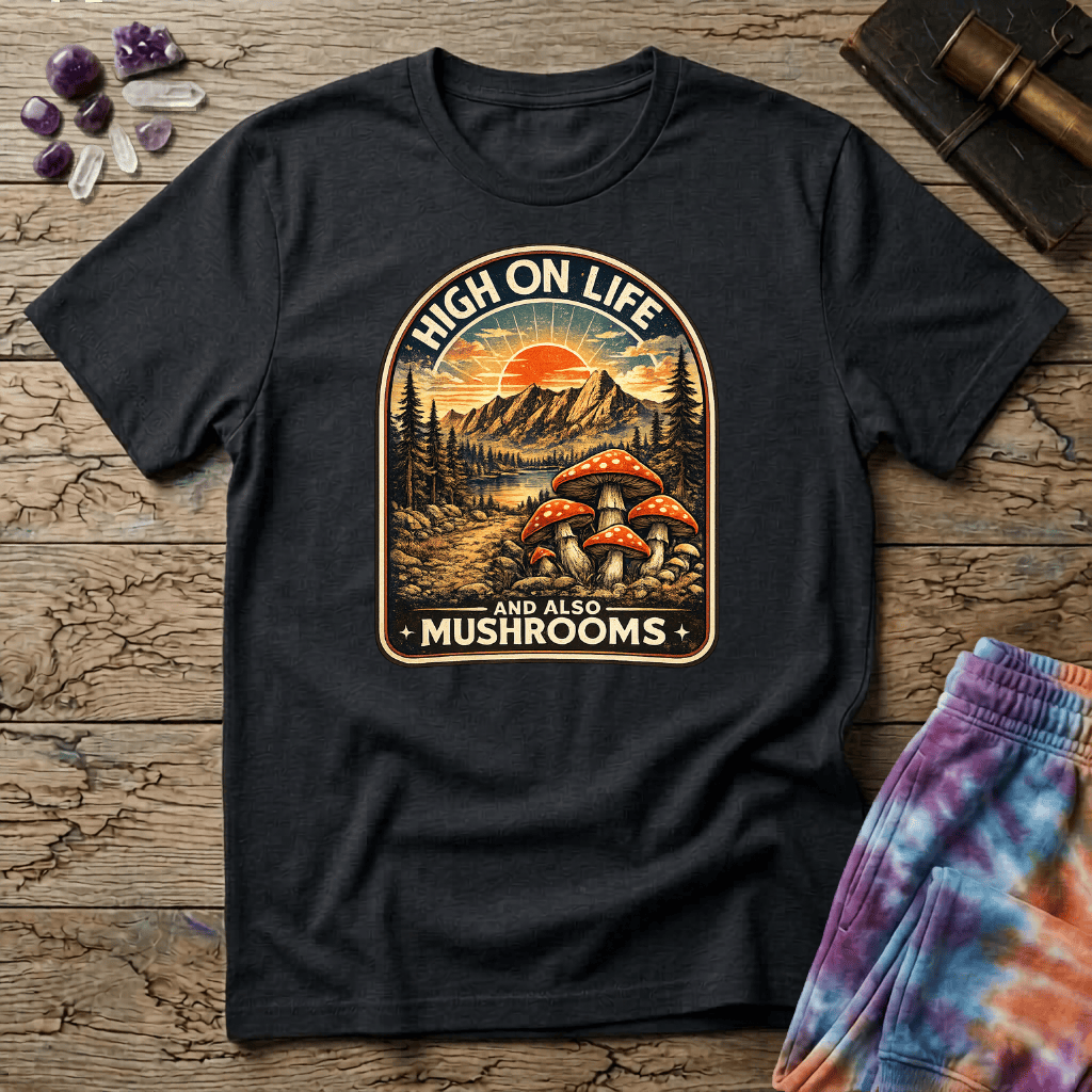 Printify T-Shirt High On Life Mushroom T-Shirt Mushroom Magic Mushroom T-Shirt