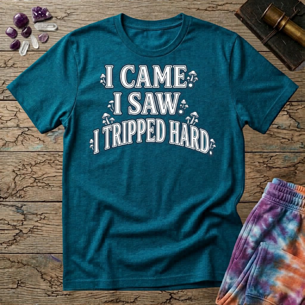 Printify T-Shirt I Came. I Saw. I Tripped Hard Mushroom T-Shirt Mushroom Magic Mushroom T-Shirt