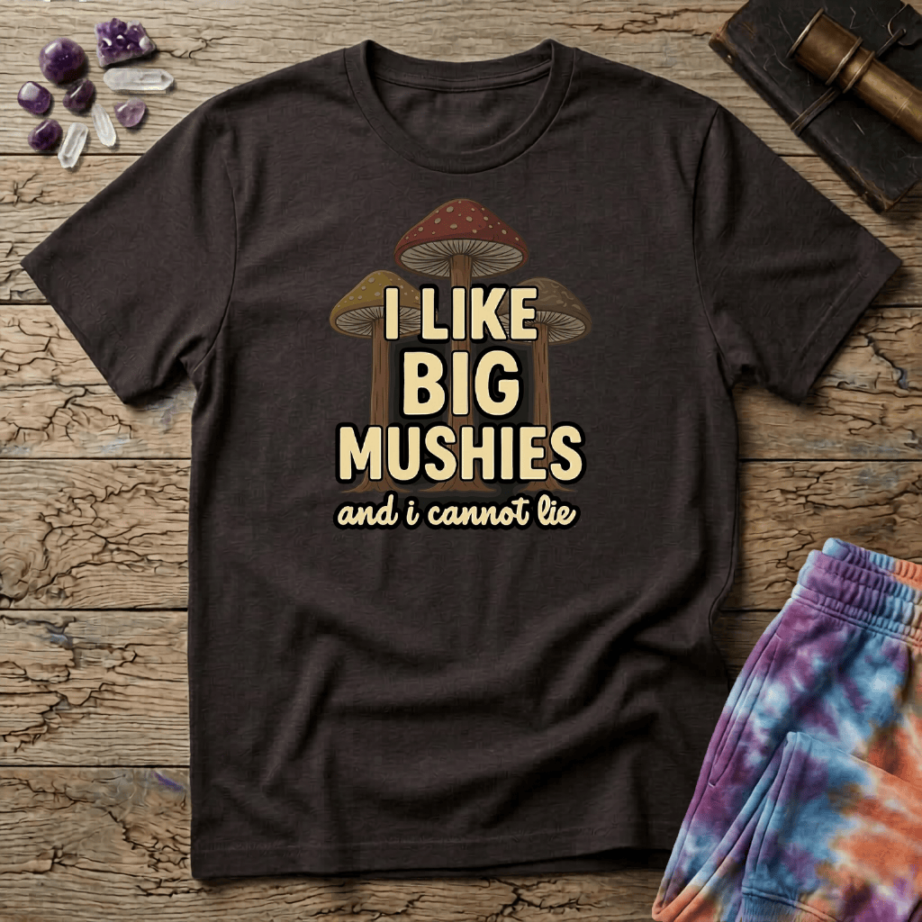 Printify T-Shirt I Like Big Mushies and I Cannot Lie T-Shirt Mushroom Magic Mushroom T-Shirt