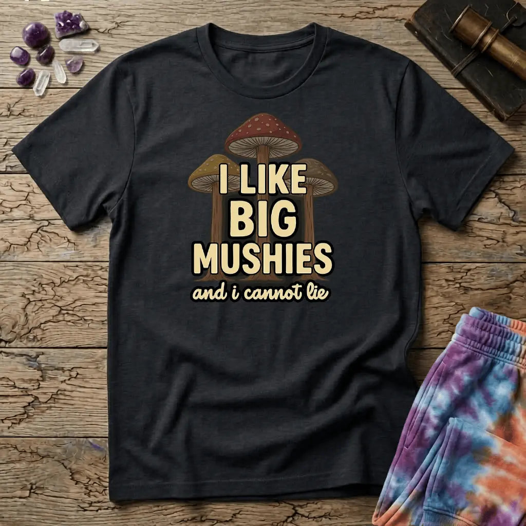Printify T-Shirt I Like Big Mushies and I Cannot Lie T-Shirt Mushroom Magic Mushroom T-Shirt