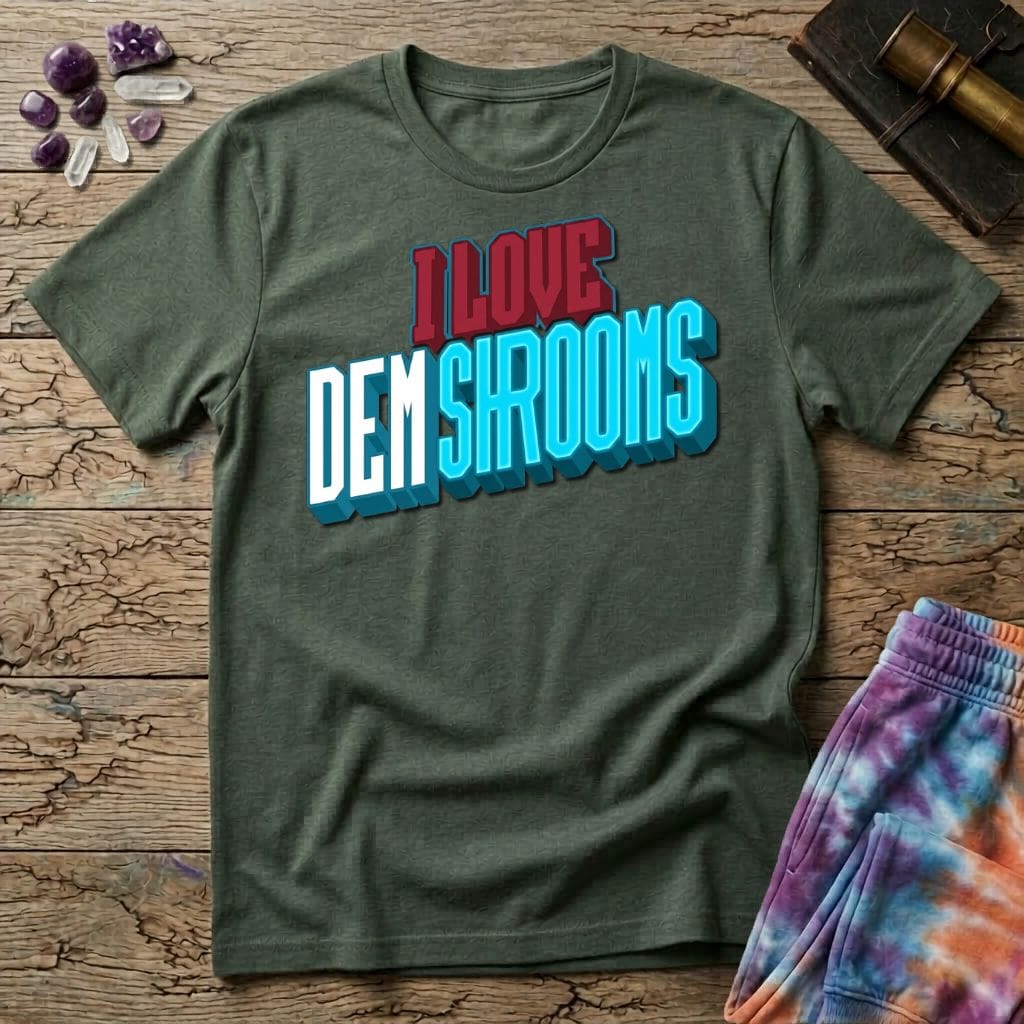Printify T-Shirt I Love Dem Shrooms T-Shirt Mushroom Magic Mushroom T-Shirt