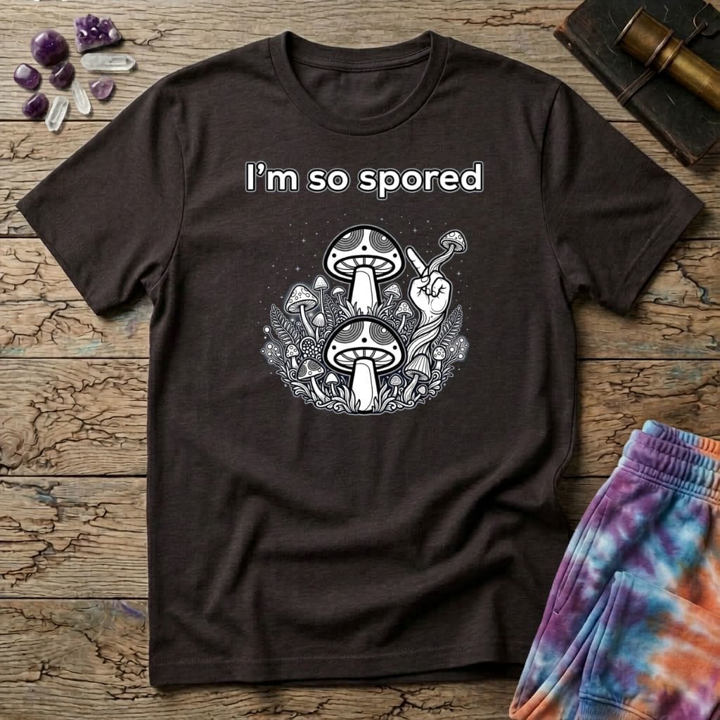 Printify T-Shirt I'm So Spored Too Mushroom T-Shirt Mushroom Magic Mushroom T-Shirt