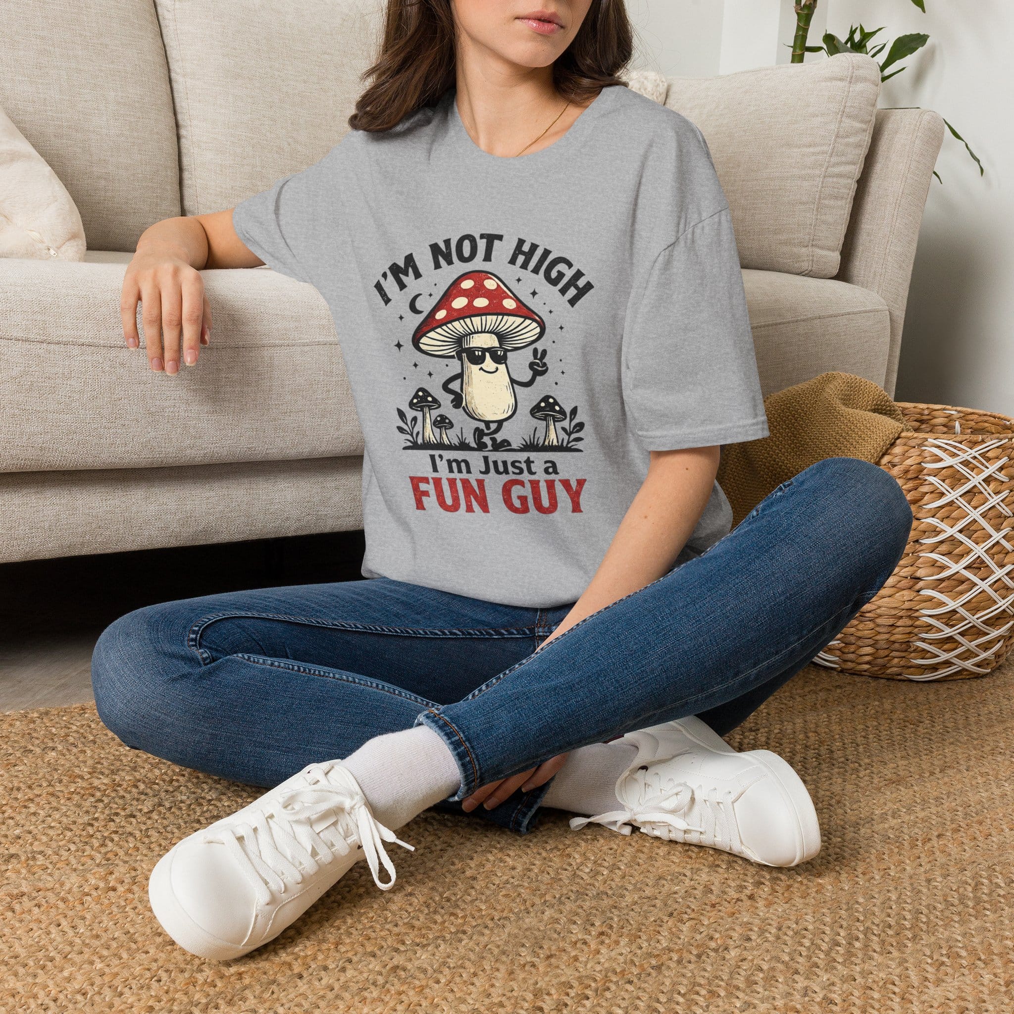 Printify T-Shirt Im Not High Im Just a Fun Guy Fungi Mushroom T-Shirt Mushroom Magic Mushroom T-Shirt