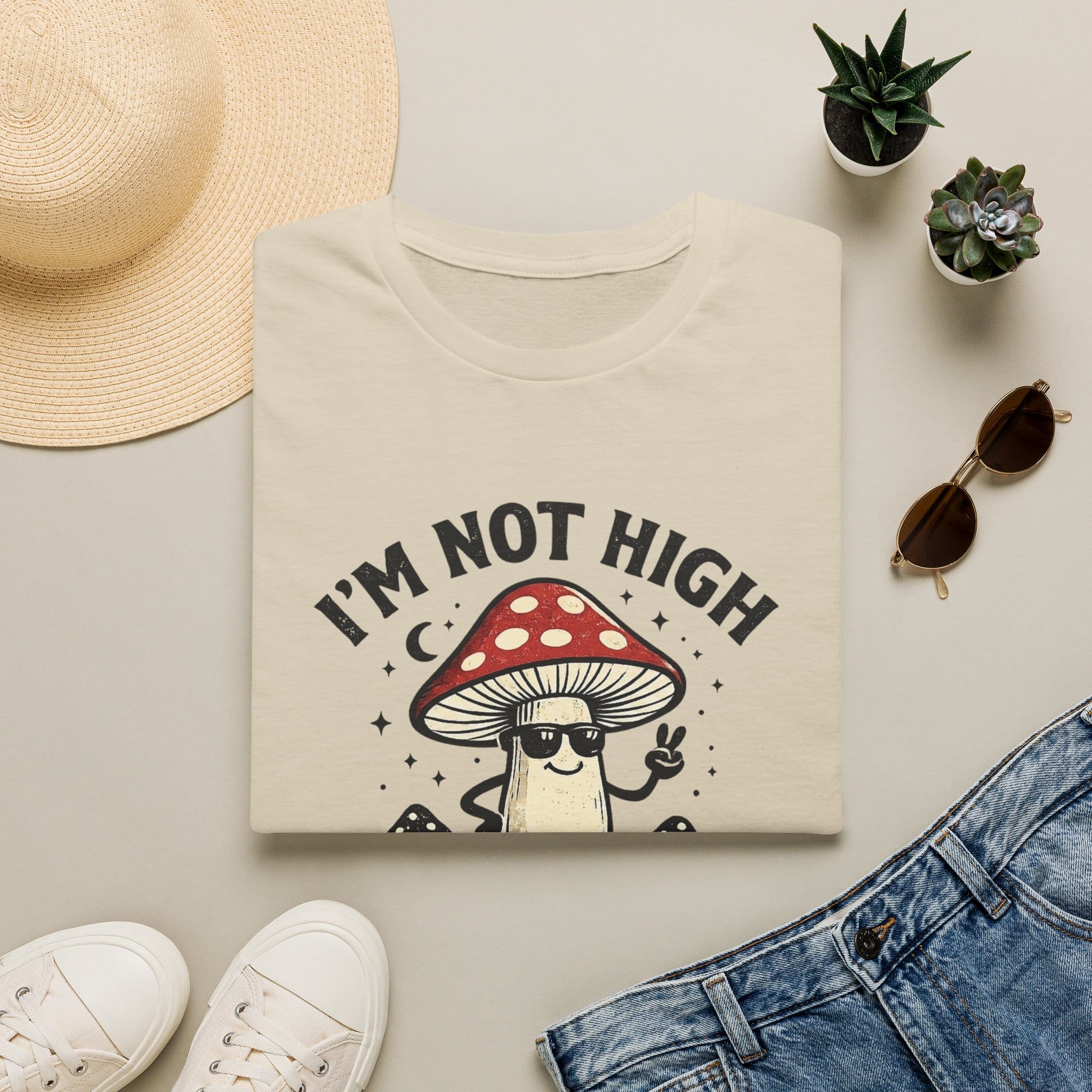 Printify T-Shirt Im Not High Im Just a Fun Guy Fungi Mushroom T-Shirt Mushroom Magic Mushroom T-Shirt