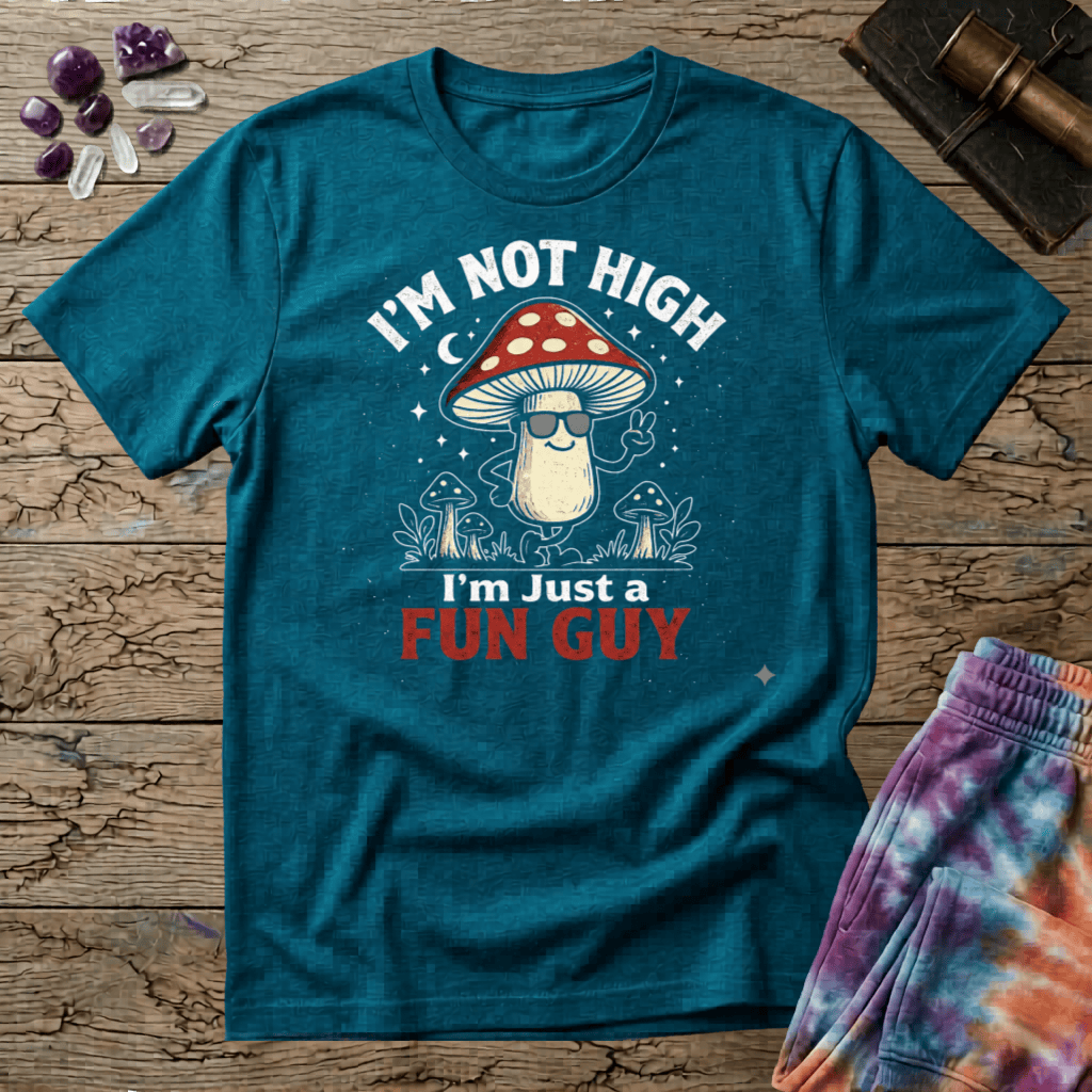 Printify T-Shirt Im Not High Im Just a Fun Guy Fungi Mushroom T-Shirt Mushroom Magic Mushroom T-Shirt