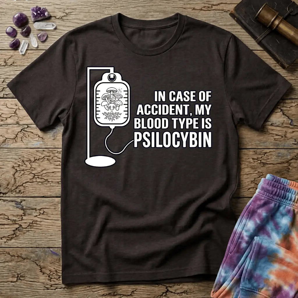 Printify T-Shirt In Case of Accident Psilcybin T-Shirt Mushroom Magic Mushroom T-Shirt