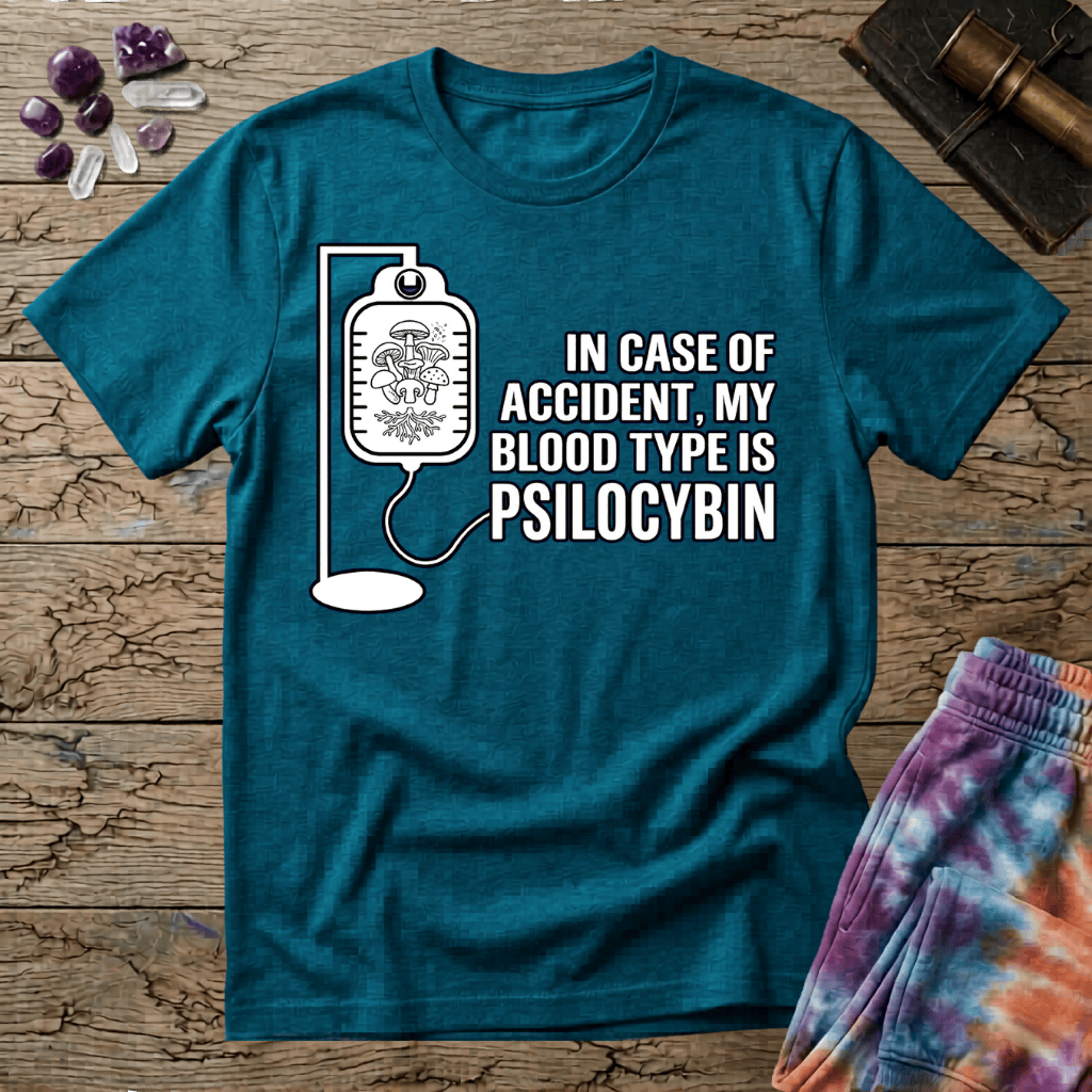 Printify T-Shirt In Case of Accident Psilcybin T-Shirt Mushroom Magic Mushroom T-Shirt