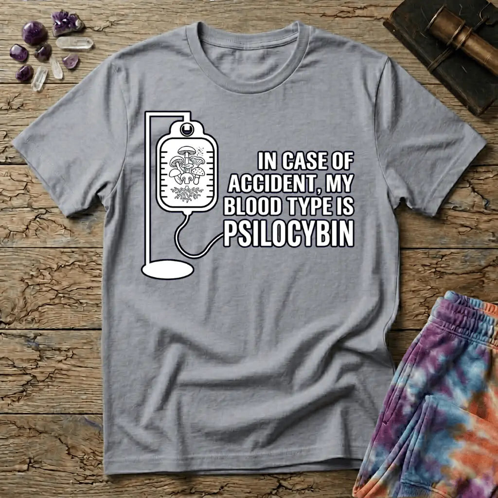 Printify T-Shirt In Case of Accident Psilcybin T-Shirt Mushroom Magic Mushroom T-Shirt