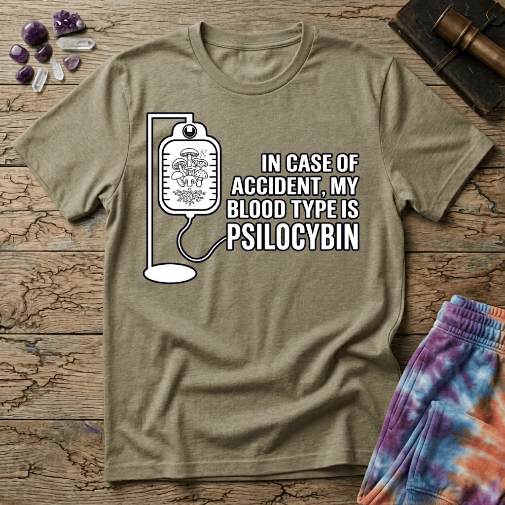 Printify T-Shirt In Case of Accident Psilcybin T-Shirt Mushroom Magic Mushroom T-Shirt