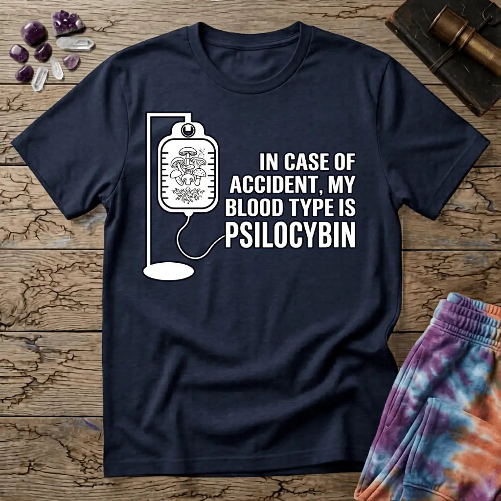 Printify T-Shirt In Case of Accident Psilcybin T-Shirt Mushroom Magic Mushroom T-Shirt