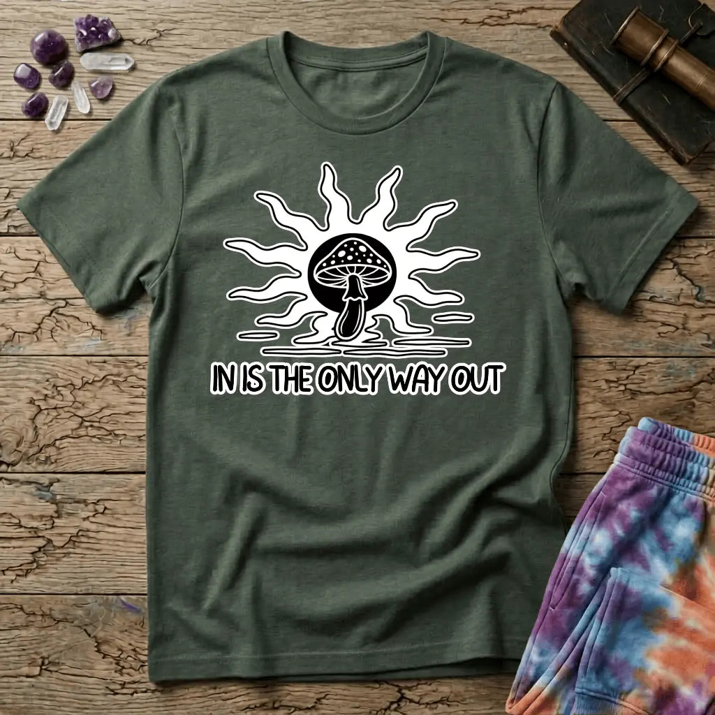 Printify T-Shirt In Is The Only Way Out T-Shirt Mushroom Magic Mushroom T-Shirt