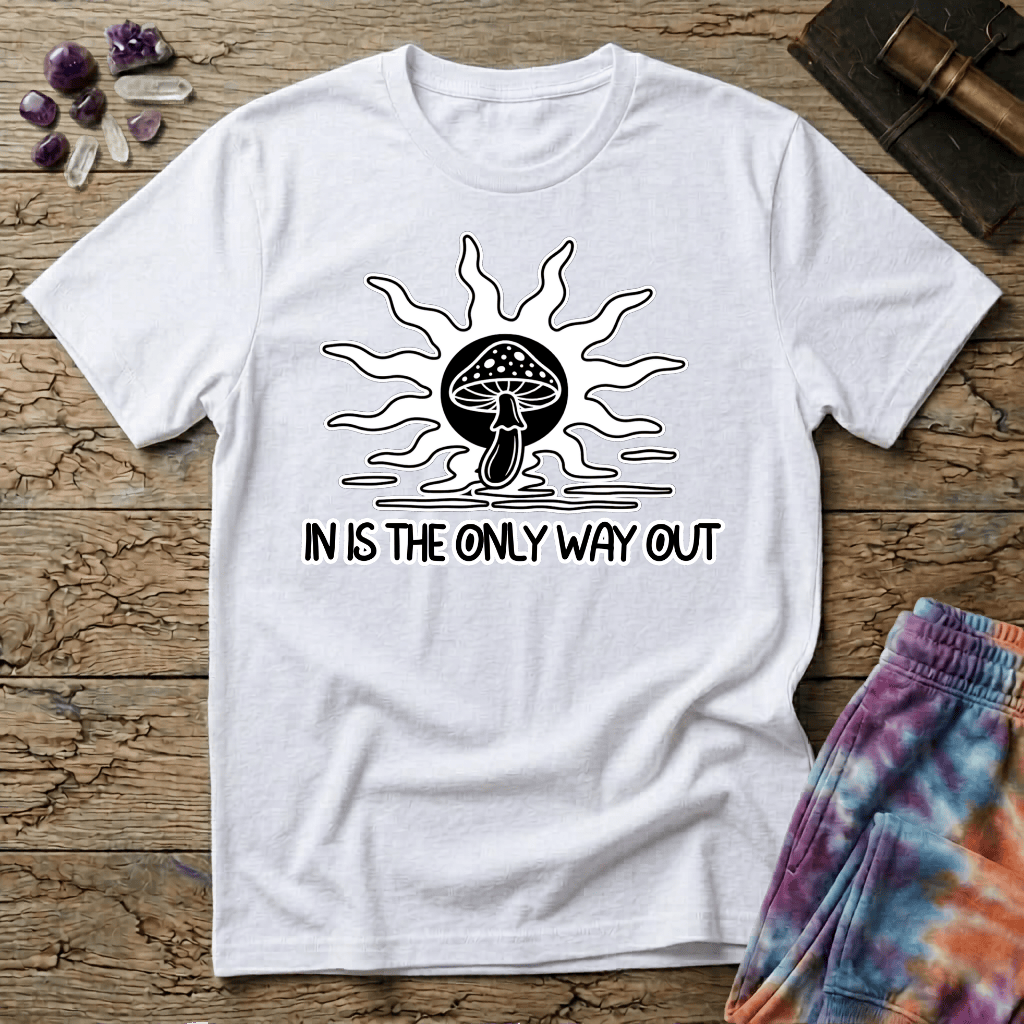 Printify T-Shirt In Is The Only Way Out T-Shirt Mushroom Magic Mushroom T-Shirt
