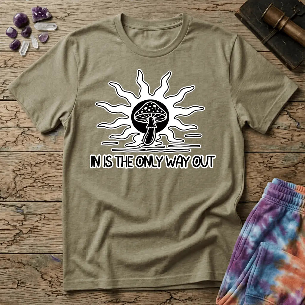 Printify T-Shirt In Is The Only Way Out T-Shirt Mushroom Magic Mushroom T-Shirt