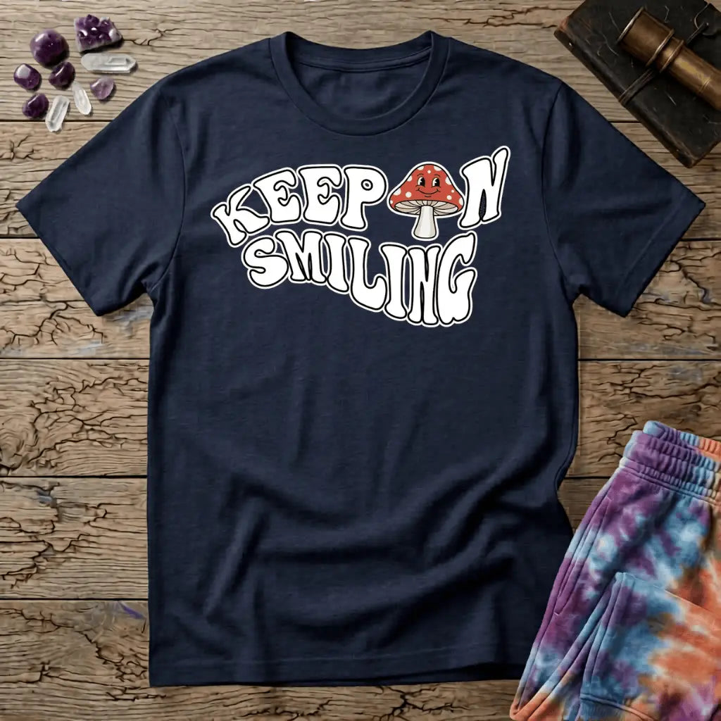 Printify T-Shirt Keep On Smiling Mushroom T-Shirt Mushroom Magic Mushroom T-Shirt