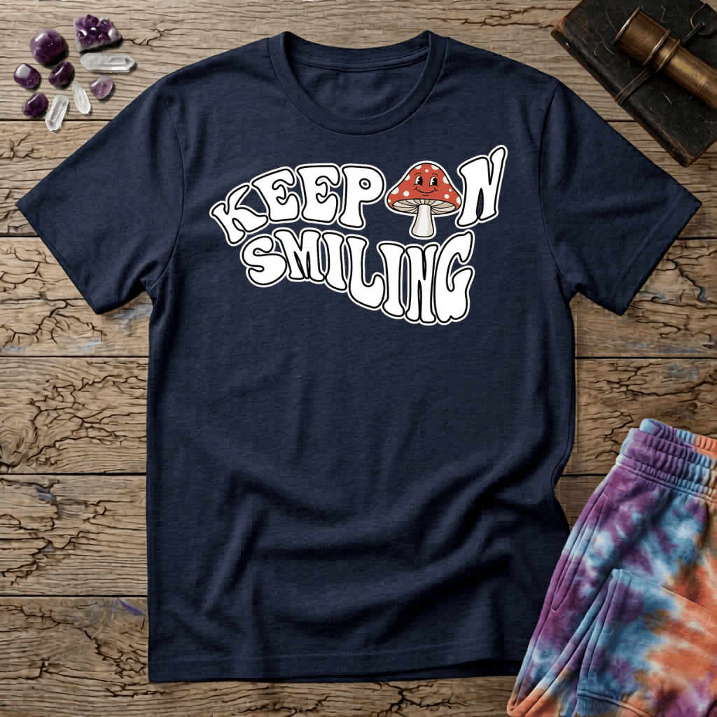 Printify T-Shirt Keep On Smiling Mushroom T-Shirt Mushroom Magic Mushroom T-Shirt