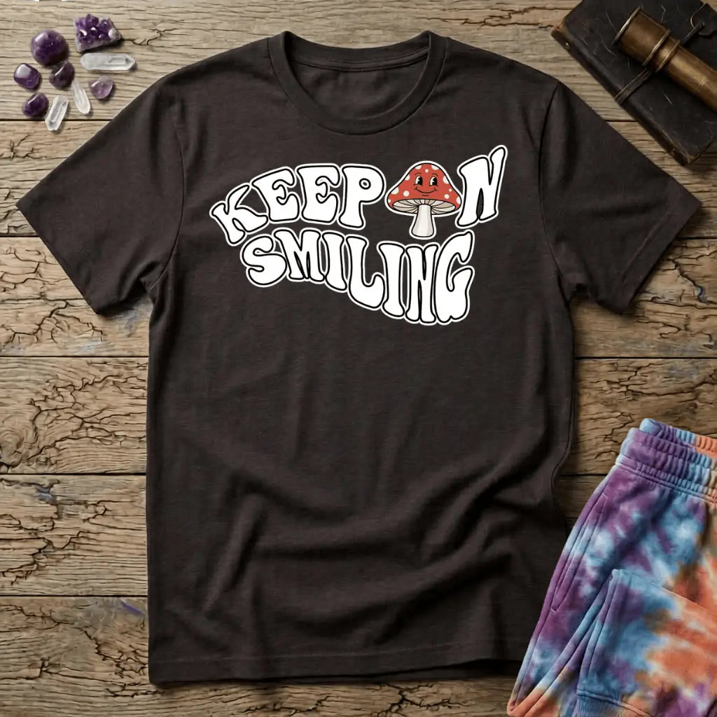 Printify T-Shirt Keep On Smiling Mushroom T-Shirt Mushroom Magic Mushroom T-Shirt