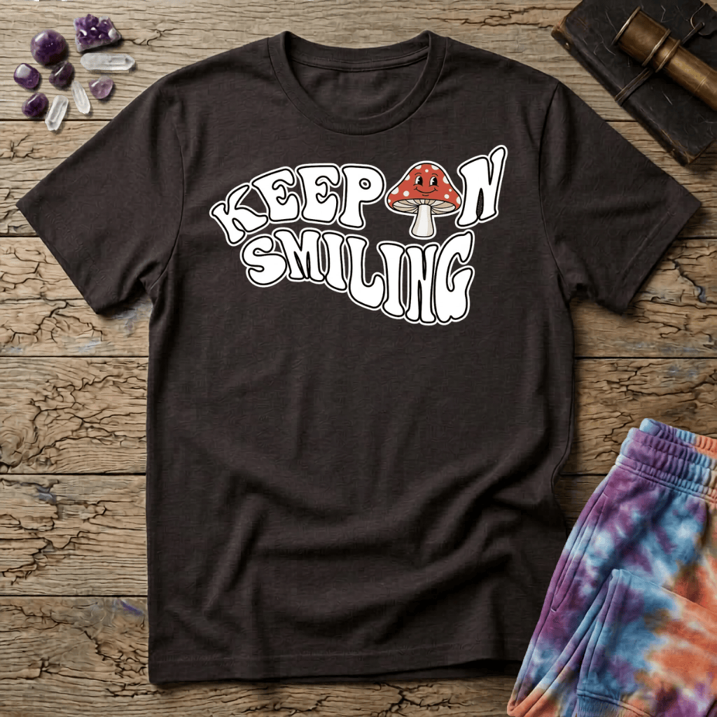 Printify T-Shirt Keep On Smiling Mushroom T-Shirt Mushroom Magic Mushroom T-Shirt