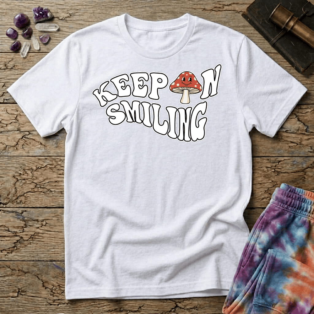Printify T-Shirt Keep On Smiling Mushroom T-Shirt Mushroom Magic Mushroom T-Shirt