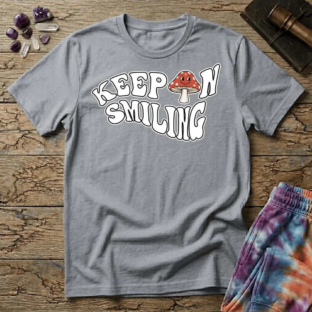 Printify T-Shirt Keep On Smiling Mushroom T-Shirt Mushroom Magic Mushroom T-Shirt
