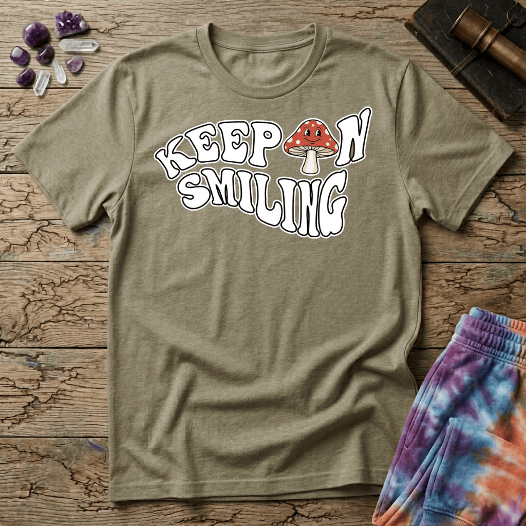 Printify T-Shirt Keep On Smiling Mushroom T-Shirt Mushroom Magic Mushroom T-Shirt