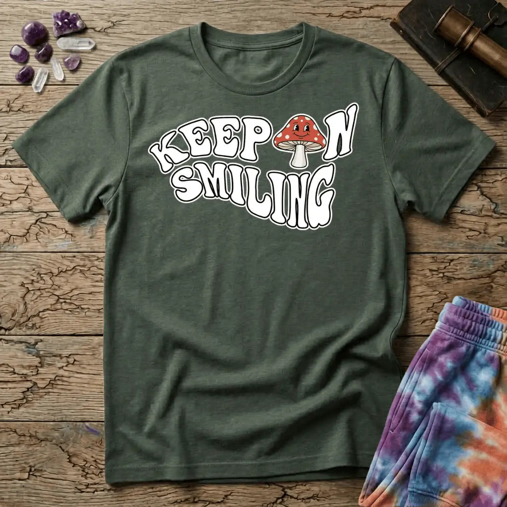 Printify T-Shirt Keep On Smiling Mushroom T-Shirt Mushroom Magic Mushroom T-Shirt