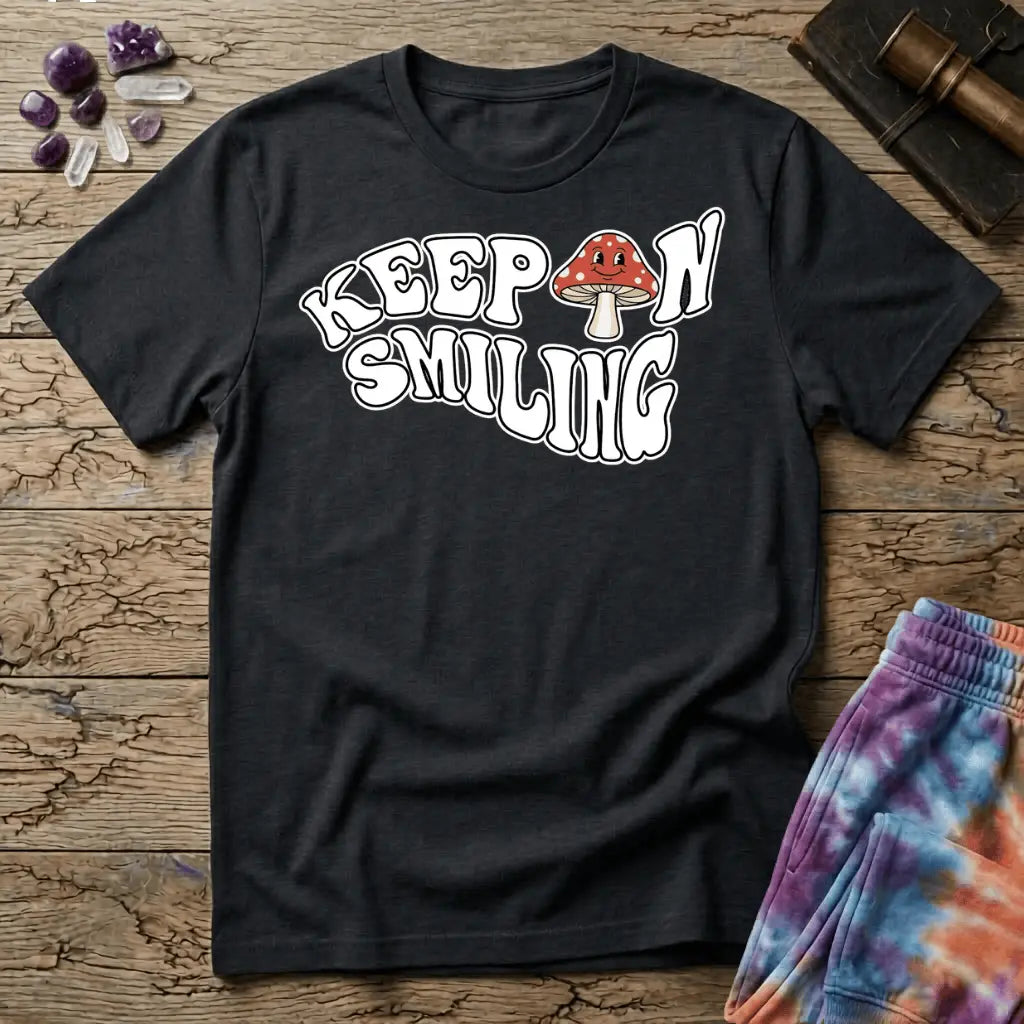 Printify T-Shirt Keep On Smiling Mushroom T-Shirt Mushroom Magic Mushroom T-Shirt