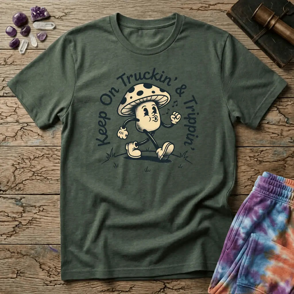 Printify T-Shirt Keep On Truckin & Trippin Mushroom T-Shirt Mushroom Magic Mushroom T-Shirt