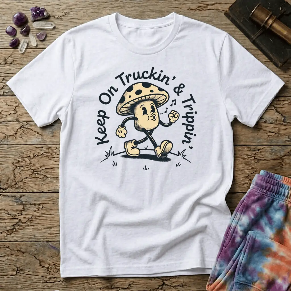Printify T-Shirt Keep On Truckin & Trippin Mushroom T-Shirt Mushroom Magic Mushroom T-Shirt