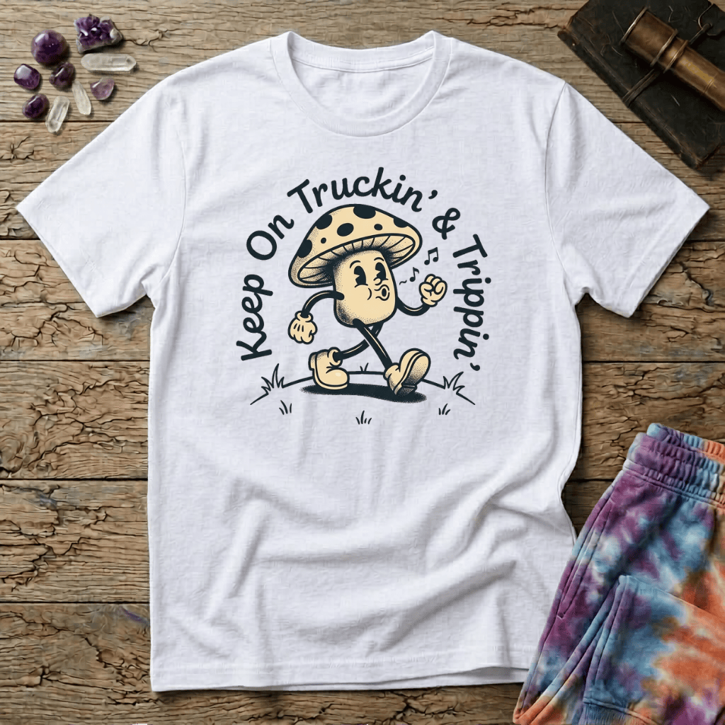 Printify T-Shirt Keep On Truckin & Trippin Mushroom T-Shirt Mushroom Magic Mushroom T-Shirt