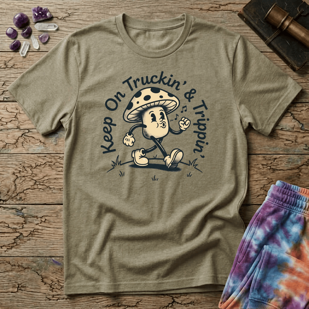 Printify T-Shirt Keep On Truckin & Trippin Mushroom T-Shirt Mushroom Magic Mushroom T-Shirt