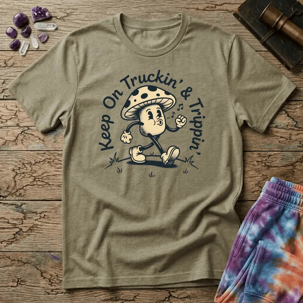 Printify T-Shirt Keep On Truckin & Trippin Mushroom T-Shirt Mushroom Magic Mushroom T-Shirt
