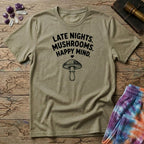 Printify T-Shirt Late Nights Mushrooms Happy Mind T-Shirt Mushroom Magic Mushroom T-Shirt