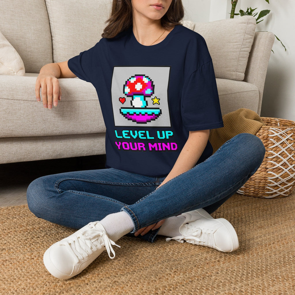 Printify T-Shirt Level Up Your Mind Mushroom T-Shirt Mushroom Magic Mushroom T-Shirt