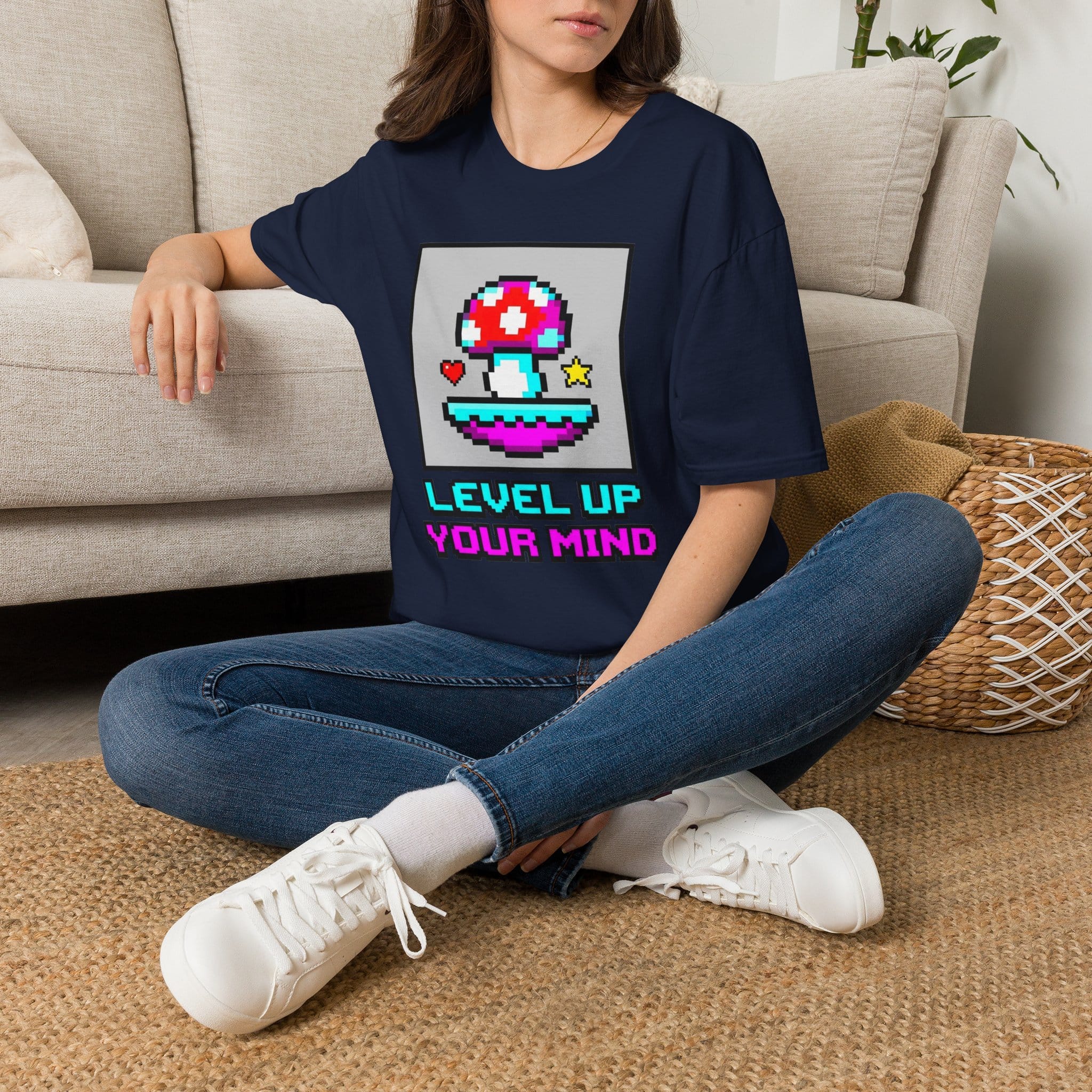 Printify T-Shirt Level Up Your Mind Mushroom T-Shirt Mushroom Magic Mushroom T-Shirt