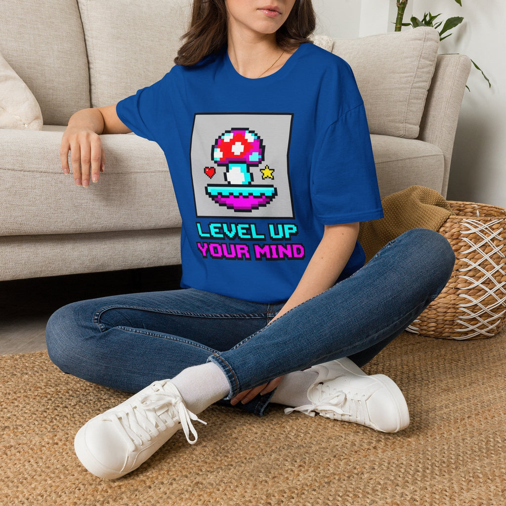 Printify T-Shirt Level Up Your Mind Mushroom T-Shirt Mushroom Magic Mushroom T-Shirt