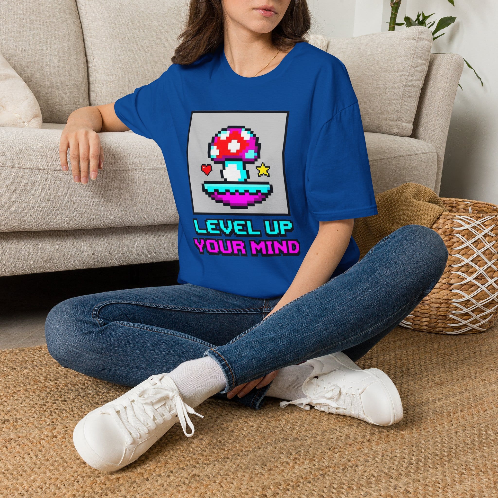 Printify T-Shirt Level Up Your Mind Mushroom T-Shirt Mushroom Magic Mushroom T-Shirt