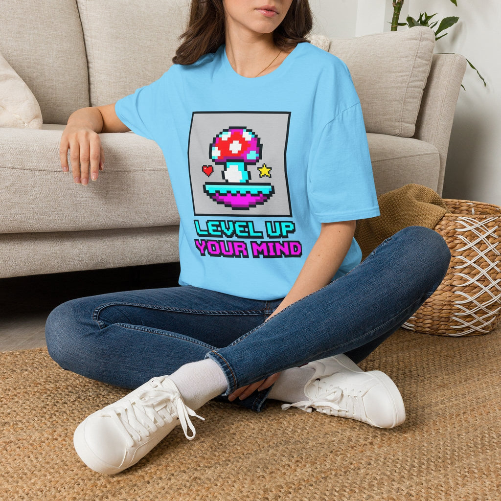 Printify T-Shirt Level Up Your Mind Mushroom T-Shirt Mushroom Magic Mushroom T-Shirt