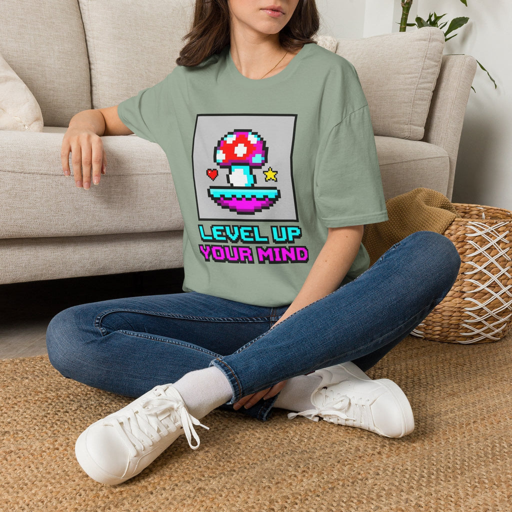Printify T-Shirt Level Up Your Mind Mushroom T-Shirt Mushroom Magic Mushroom T-Shirt