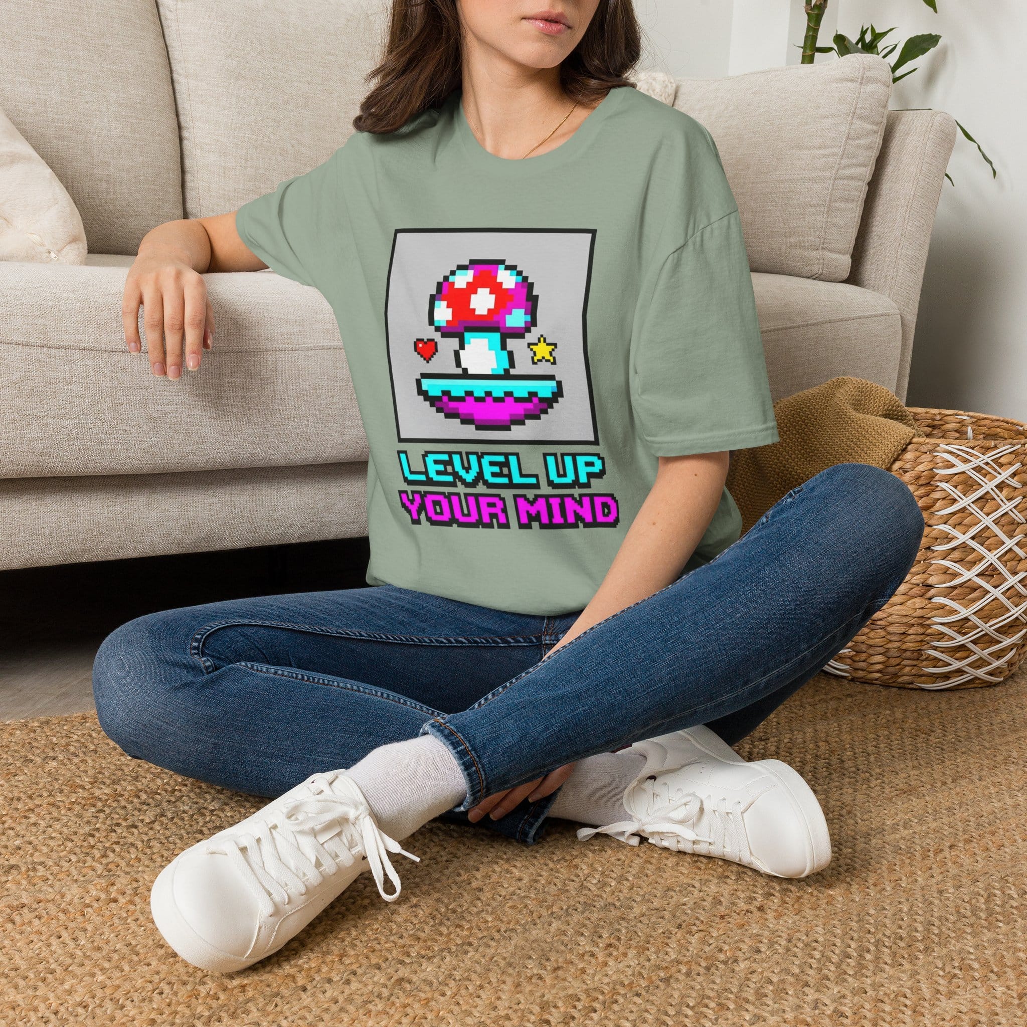 Printify T-Shirt Level Up Your Mind Mushroom T-Shirt Mushroom Magic Mushroom T-Shirt